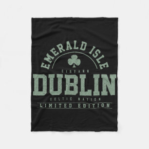 Dublin Ireland Clover Leaf Irish St. Patricks Day Fleece Blanket