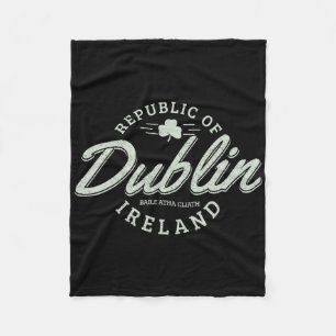 Dublin Ireland Clover Leaf Irish St. Patricks Day Fleece Blanket