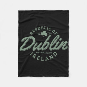 Dublin Ireland Clover Leaf Irish St. Patricks Day Fleece Blanket