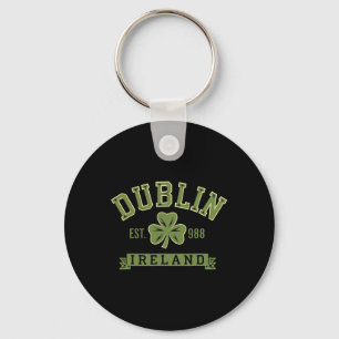 Dublin Ireland Clover Leaf Shamrock Celtic Est 988 Keychain