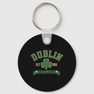 Dublin Ireland Clover Leaf Shamrock St Patricks Da Keychain