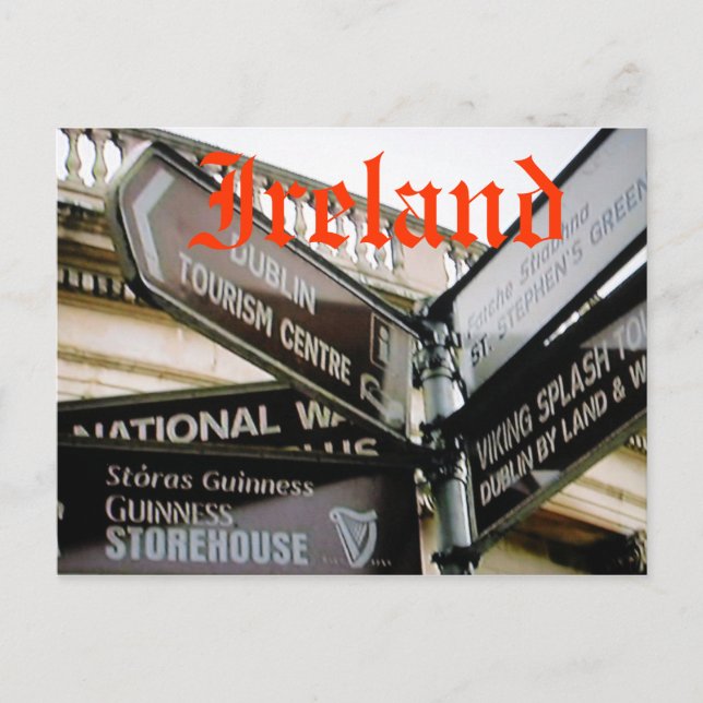 Dublin Ireland Eire siteseeing postcard (Front)