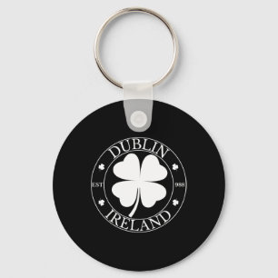 Dublin Ireland Est 988 Clover Leaf Shamrock St. Pa Keychain