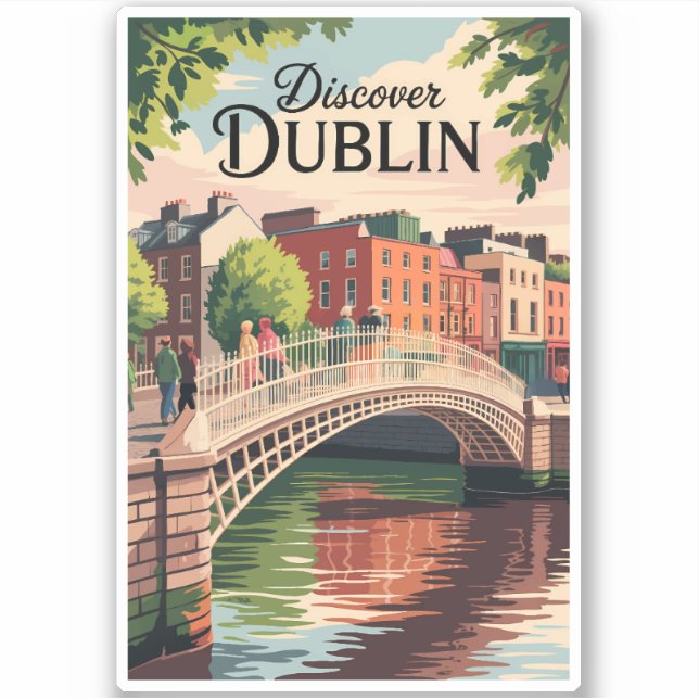 Dublin Ireland Illustration Travel Art Vintage