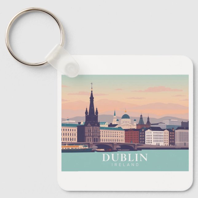 Dublin Ireland Pastel Travel Design Keychain (Front)