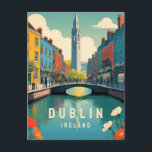 Dublin Ireland Retro Travel Art Floral Tower River Postcard<br><div class="desc">"colourful floral dublin", "ireland bridge and tower", "classic famous cities sight", "travel painting illustration art", "retro vintage tourist souvenir", "popular european capital city", "europe vacation spot location", "irish riverside river street", "River Liffey houses buildings", "republic of ireland"</div>