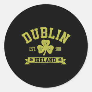 Dublin Ireland Shamrock Clover Clover Leaf Design Classic Round Sticker