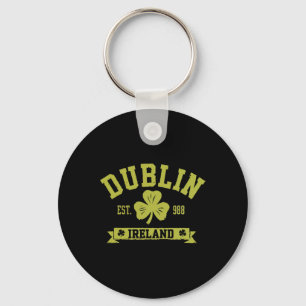 Dublin Ireland Shamrock Clover Clover Leaf Design Keychain