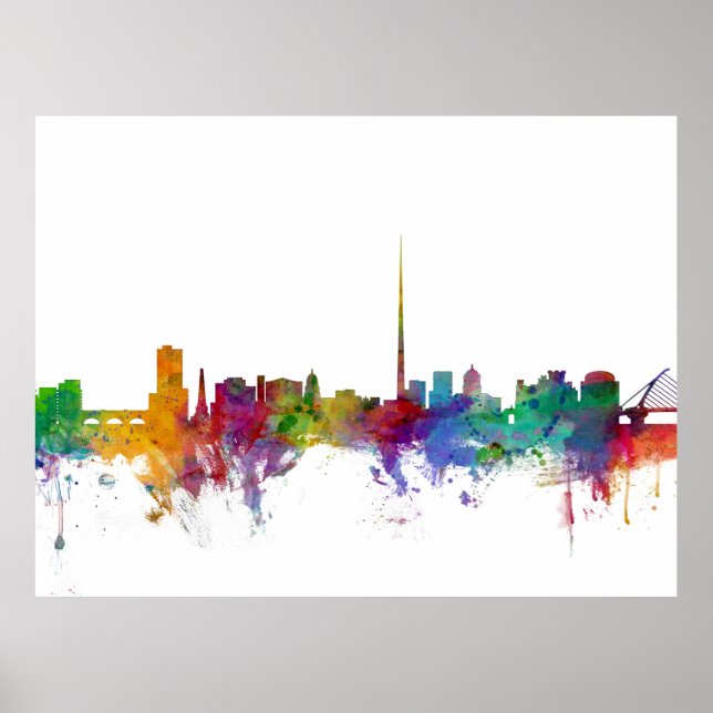 Dublin Ireland Skyline Poster (Front)