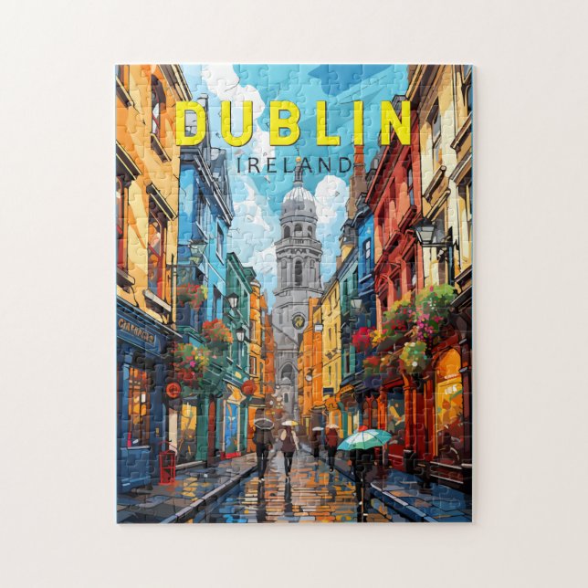 Dublin Ireland Travel Art Vintage Jigsaw Puzzle (Vertical)