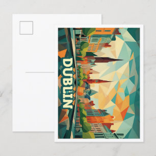 Dublin Ireland Travel artistic colourful Postcard