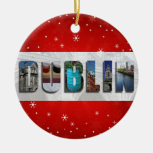 Dublin Ireland Travel Photos Snowflake Christmas Ceramic Ornament