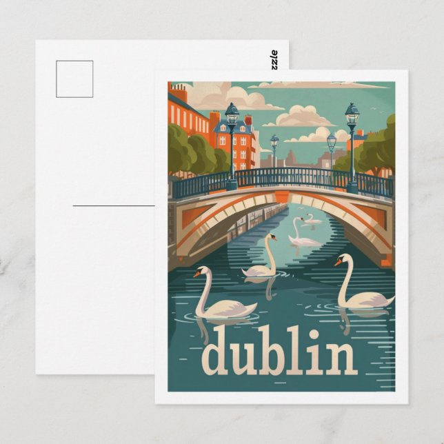 Dublin Ireland Vintage Famous Travel Place Postcard (Front/Back)