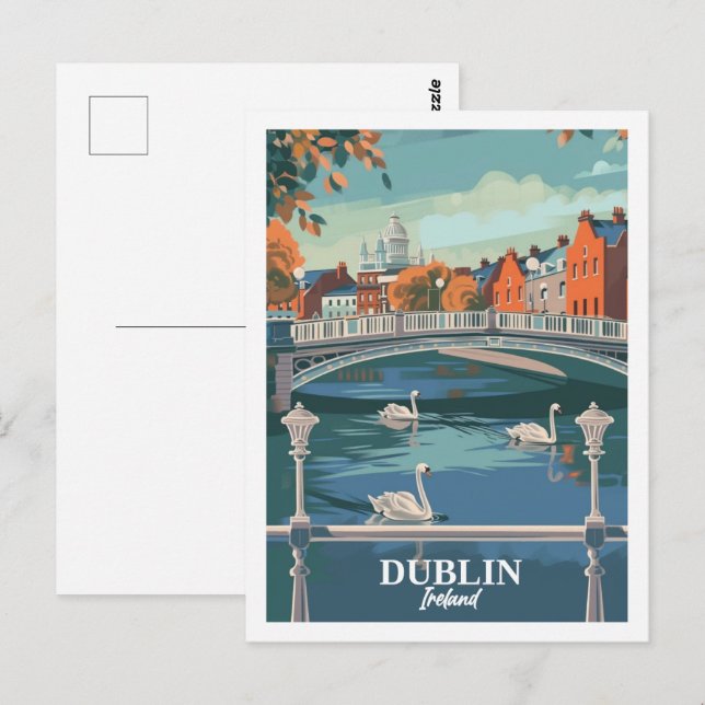 Dublin Ireland Vintage Famous Travel Place Postcard (Front/Back)