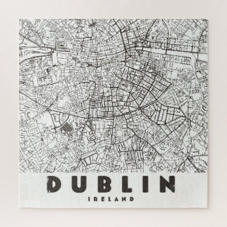 Dublin Ireland Vintage Travel Map Jigsaw Puzzle