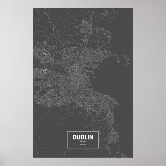 Dublin, Ireland (white on black) Poster (Front)