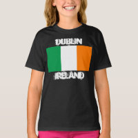 Dublin, Ireland with Irish flag Girls