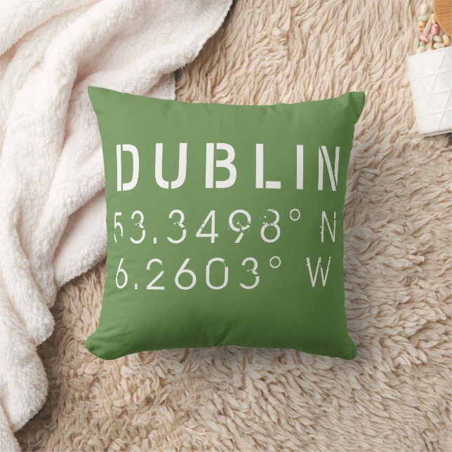 Dublin Longitude Latitude Throw Pillow (Blanket)