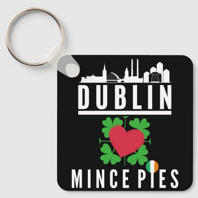Dublin Loves Mince Pies Cityscape Keychain (Front)