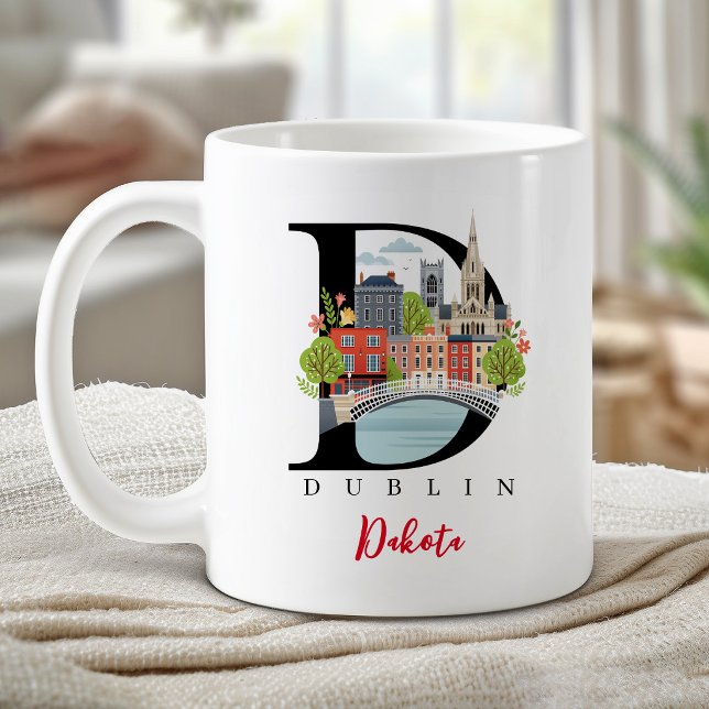 Dublin Monogram Letter D Personalized Gift Coffee Mug (Dublin Monogram Letter D Personalized Gift Coffee Mug)