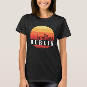 Dublin Skyline Sunset in Retro Vintage Style T-Shirt