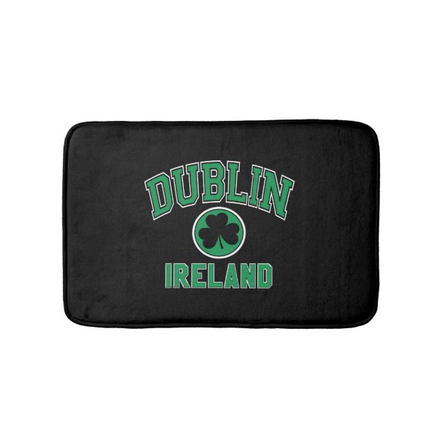 Dublin Varsity Style Shamrock Green Print Bath Mat (Front)