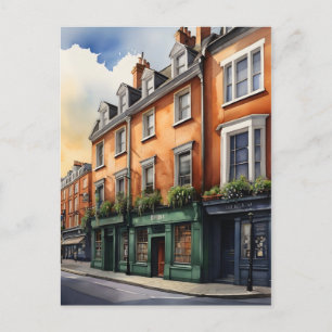 Dublin watercolor art postcard