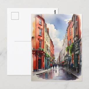 Dublin watercolor art postcard