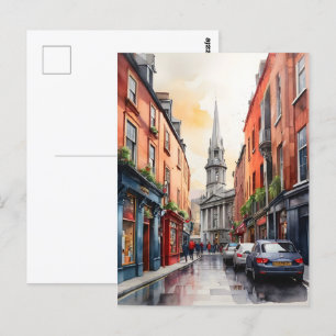 Dublin watercolor art postcard