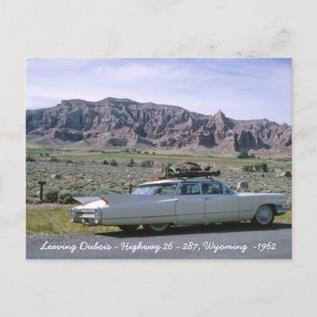 Dubois Wyoming Antique White Cadillac Postcard (Front)