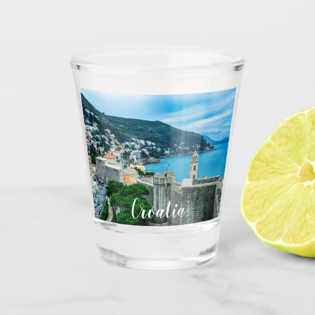 Dubrovnik city wall shot glass (Front)