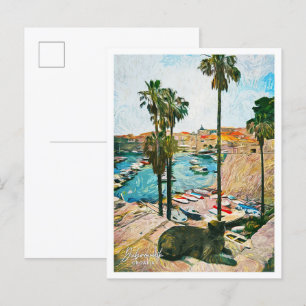 Dubrovnik Croatia Beautiful Oil Paint City Postcard