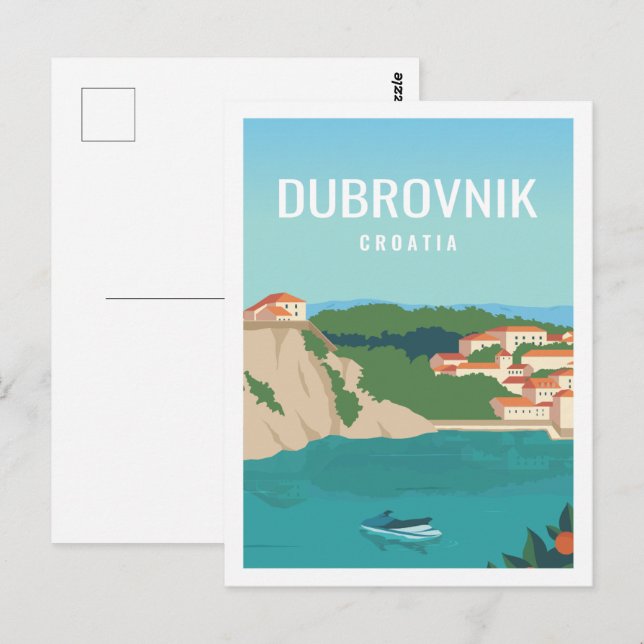 Dubrovnik Croatia Famous Travel Place Illustration Postcard (Front/Back)