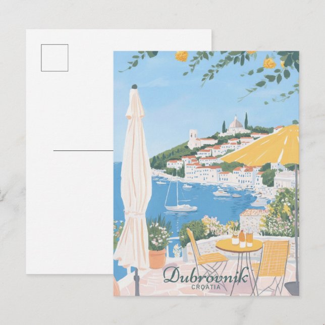 Dubrovnik Croatia Gouache Illustration Travel Postcard (Front/Back)