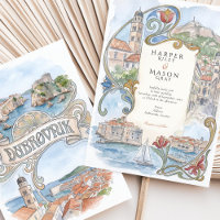 Dubrovnik Croatia Landmarks Watercolor Wedding