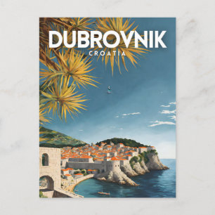 Dubrovnik Croatia Nostalgic Retro Travel Postcard