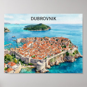 Dubrovnik Croatia Old Town Adriatic Coast Cityscap Poster