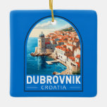 Dubrovnik Croatia Travel Art Vintage Ceramic Ornament<br><div class="desc">Dubrovnik Croatia retro travel design. It's known for its distinctive Old Town,  encircled with massive stone walls completed in the 16th century.</div>