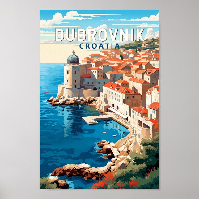Dubrovnik Croatia Travel Art Vintage Poster (Front)