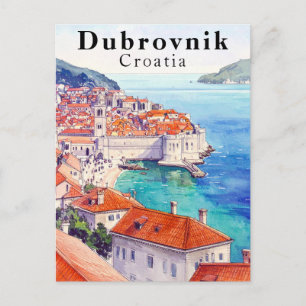 Dubrovnik Croatia Vintage Adriatic Sea Old Town Postcard