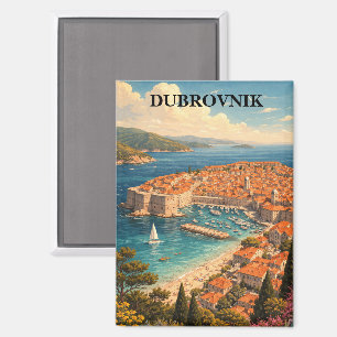 Dubrovnik Croatia Vintage Travel Art Magnet