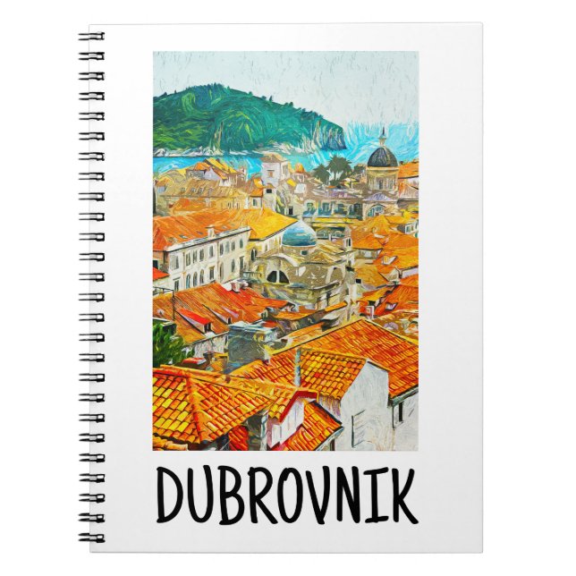Dubrovnik Croatia Watercolor Oil Paint Postcard Notebook (Front)