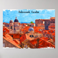 Dubrovnik Croatia Watercolor Painting Travel