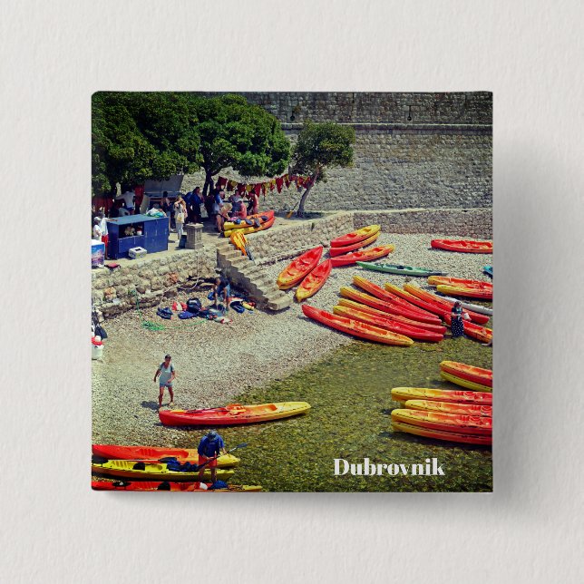 Dubrovnik Croatia West Wall Holiday Souvenir 2 Inch Square Button (Front)