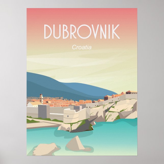 Dubrovnik Croatie affiche voyage dubrovnik vieille (Devant)