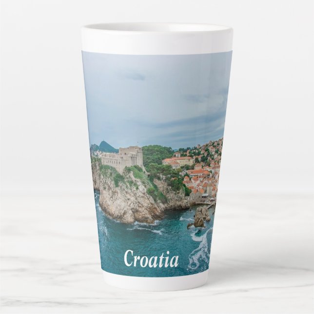 Dubrovnik harbor and city center latte mug (Front)