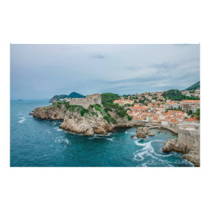 Dubrovnik harbor and city center photo print