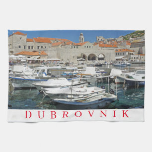 Dubrovnik harbor view tea towel
