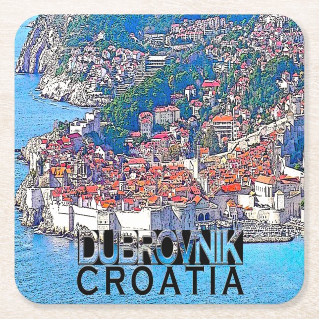 Dubrovnik Square Paper Coaster (Front)