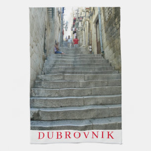 Dubrovnik stone staircase tea towel